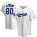 Men's No.80 Emmet Sheehan Los Angeles Dodgers White Replica Home 2024 World Series Champions Jersey