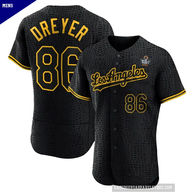 Men's No.86 Jack Dreyer Los Angeles Dodgers Black Authentic Snake Skin City 2024 World Series Jersey