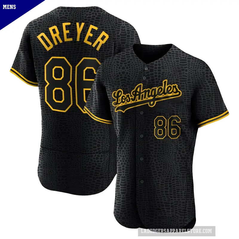 Men's No.86 Jack Dreyer Los Angeles Dodgers Black Authentic Snake Skin City Jersey