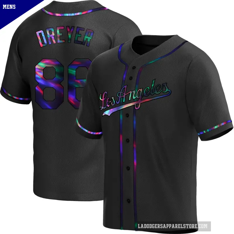 Men's No.86 Jack Dreyer Los Angeles Dodgers Black Replica Holographic Alternate Jersey