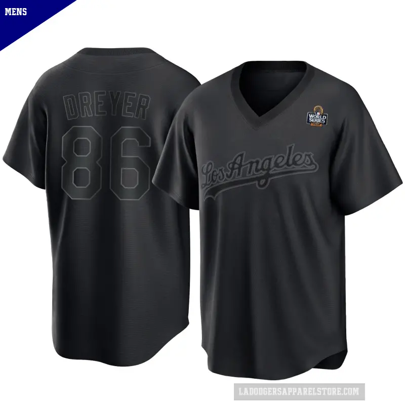 Men's No.86 Jack Dreyer Los Angeles Dodgers Black Replica Pitch Fashion 2024 World Series Jersey