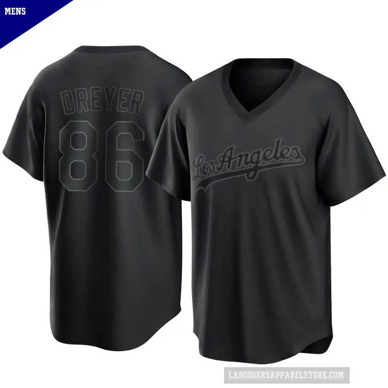 Men's No.86 Jack Dreyer Los Angeles Dodgers Black Replica Pitch Fashion Jersey