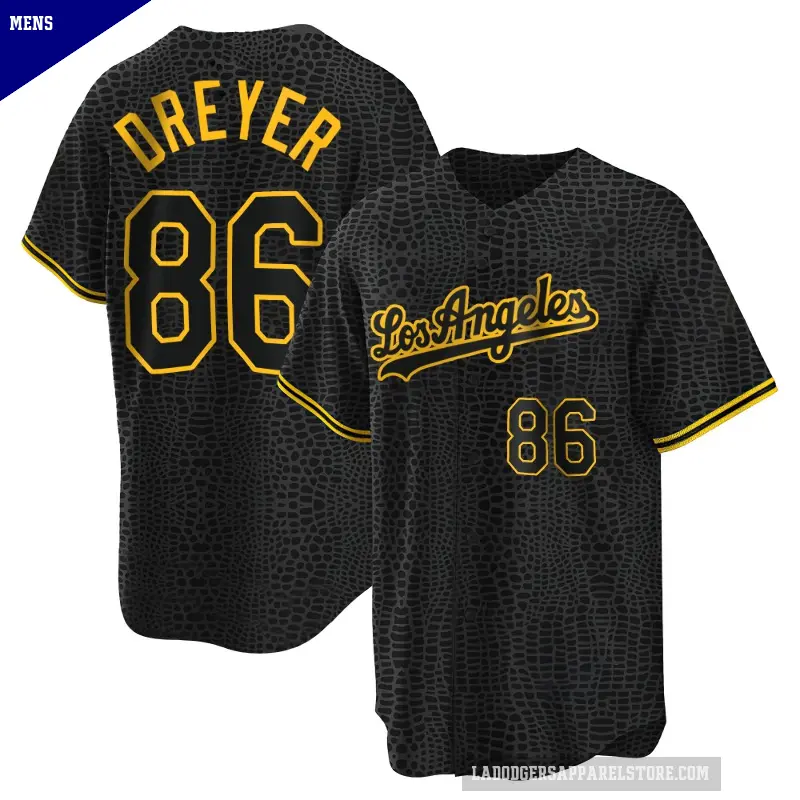 Men's No.86 Jack Dreyer Los Angeles Dodgers Black Replica Snake Skin City Jersey