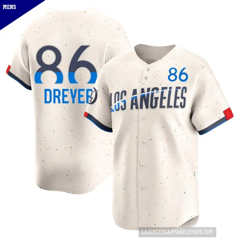 Men's No.86 Jack Dreyer Los Angeles Dodgers Cream Limited 2024 City Connect Jersey