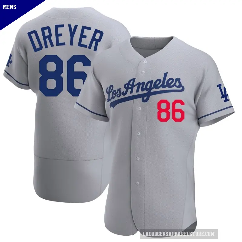 Men's No.86 Jack Dreyer Los Angeles Dodgers Gray Authentic Away Jersey
