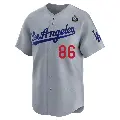 Men's No.86 Jack Dreyer Los Angeles Dodgers Gray Limited Away 2024 World Series Jersey