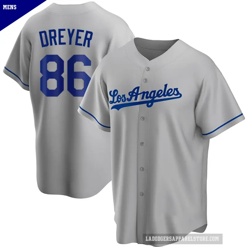 Men's No.86 Jack Dreyer Los Angeles Dodgers Gray Replica Road Jersey