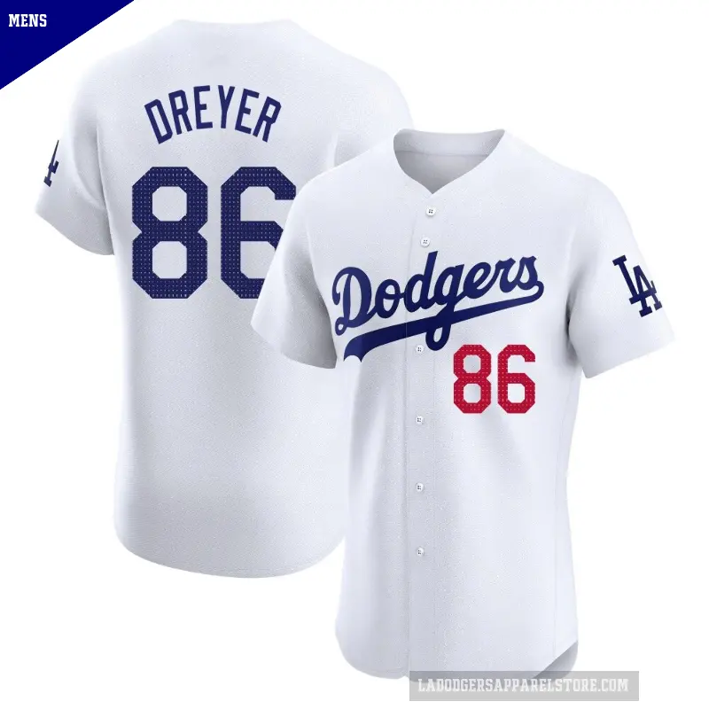 Men's No.86 Jack Dreyer Los Angeles Dodgers White Elite Home Jersey