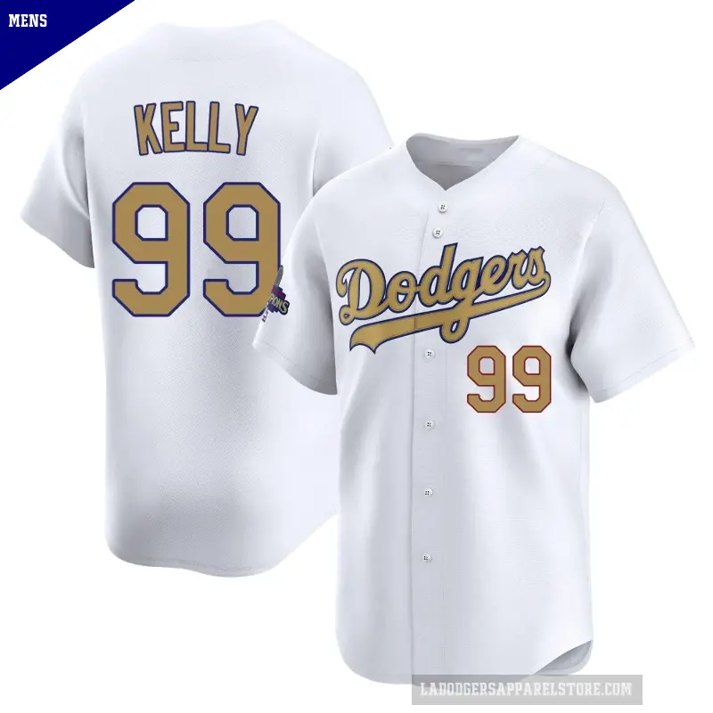 Men's No.99 Joe Kelly Los Angeles Dodgers Gold Limited White 2025 Collection Jersey