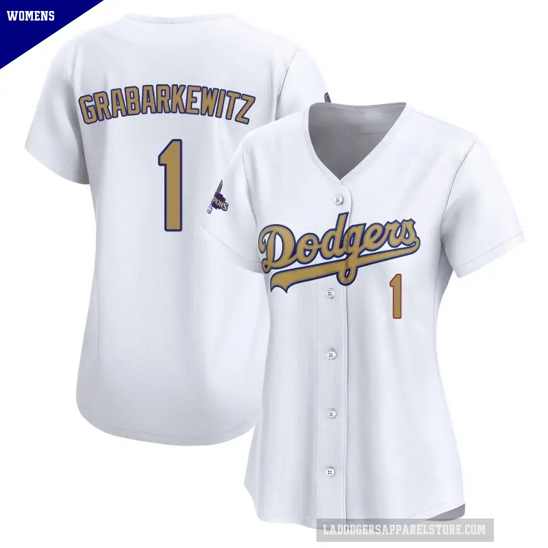 Women's No.1 Billy Grabarkewitz Los Angeles Dodgers Gold Limited White 2025 Collection Jersey