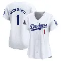 Women's No.1 Billy Grabarkewitz Los Angeles Dodgers White Limited Home 2024 World Series Champions Jersey