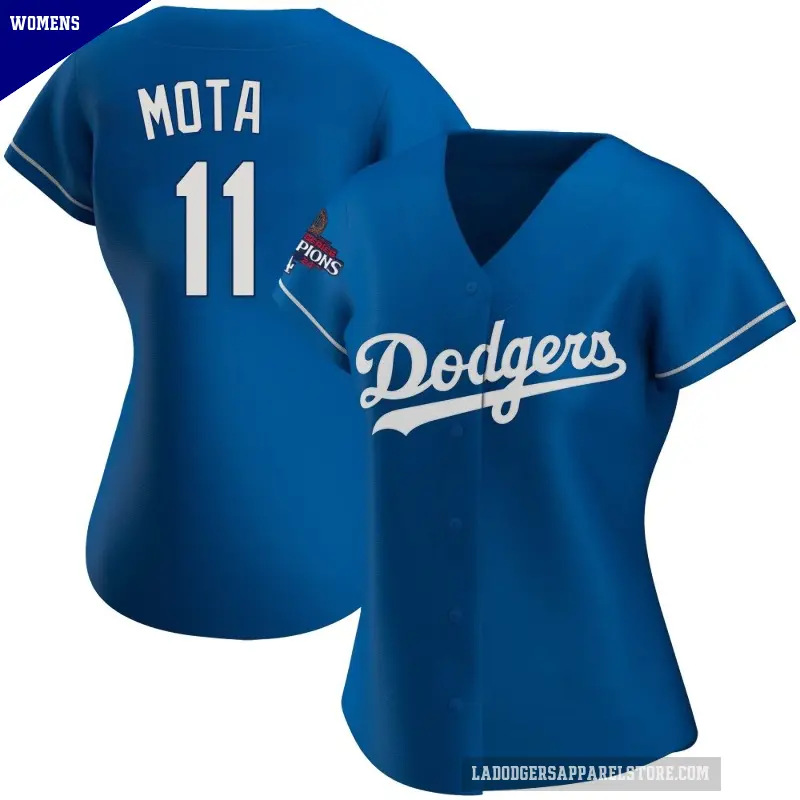 Women's No.11 Manny Mota Los Angeles Dodgers Royal Replica Alternate 2024 World Series Champions Jersey
