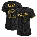 Women's No.12 Jeff Kent Los Angeles Dodgers Black Replica Snake Skin City Jersey