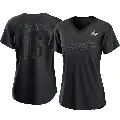 Women's No.15 Austin Barnes Los Angeles Dodgers Black Authentic Pitch Fashion 2024 World Series Jersey