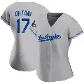 Women's No.17 Shohei Ohtani Los Angeles Dodgers Gray Replica Road 2024 World Series Champions Jersey
