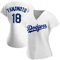 Women's No.18 Yoshinobu Yamamoto Los Angeles Dodgers White Replica Home Jersey