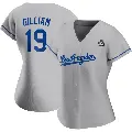 Women's No.19 Jim Gilliam Los Angeles Dodgers Gray Authentic Road 2024 World Series Jersey