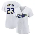 Women's No.23 Kirk Gibson Los Angeles Dodgers White/Gold Authentic 2021 Gold Program Player Jersey