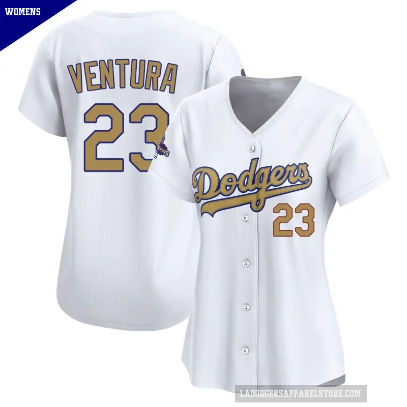 Women's No.23 Robin Ventura Los Angeles Dodgers Gold Limited White 2025 Collection Jersey