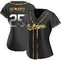 Women's No.25 Frank Howard Los Angeles Dodgers Gold Replica Black en Alternate Jersey