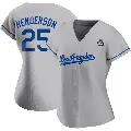 Women's No.25 Rickey Henderson Los Angeles Dodgers Gray Replica Road 2024 World Series Jersey