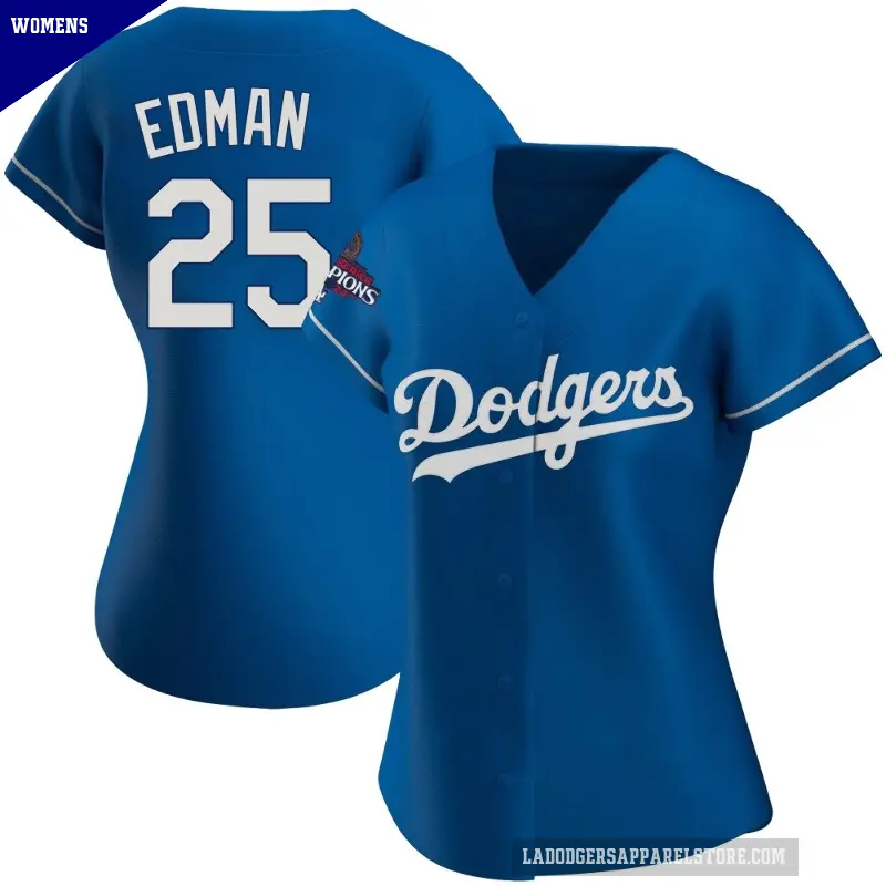 Women's No.25 Tommy Edman Los Angeles Dodgers Royal Replica Alternate 2024 World Series Champions Jersey