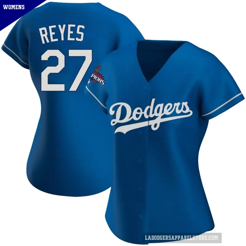 Women's No.27 Alex Reyes Los Angeles Dodgers Royal Replica Alternate 2024 World Series Champions Jersey