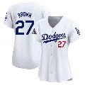 Women's No.27 Kevin Brown Los Angeles Dodgers White Limited Home 2024 World Series Champions Jersey