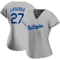 Women's No.27 Tommy Lasorda Los Angeles Dodgers Gray Replica Road Jersey