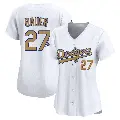 Women's No.27 Trevor Bauer Los Angeles Dodgers Gold Limited White 2025 Collection Jersey