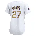Women's No.27 Trevor Bauer Los Angeles Dodgers Gold Limited White 2025 Collection Jersey