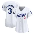 Women's No.3 Carl Crawford Los Angeles Dodgers White Limited Home 2024 World Series Champions Jersey