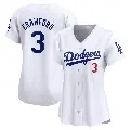 Women's No.3 Carl Crawford Los Angeles Dodgers White Limited Home Jersey