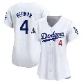 Women's No.4 Babe Herman Los Angeles Dodgers White Limited Home 2024 World Series Champions Jersey
