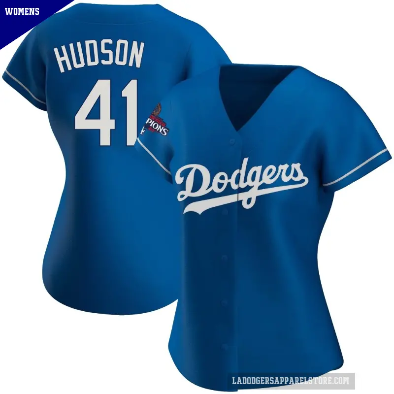 Women's No.41 Daniel Hudson Los Angeles Dodgers Royal Replica Alternate 2024 World Series Champions Jersey