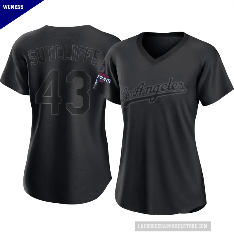 Women's No.43 Rick Sutcliffe Los Angeles Dodgers Black Authentic Pitch Fashion 2024 World Series Champions Jersey