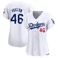 Women's No.46 Burt Hooton Los Angeles Dodgers White Limited Home Jersey