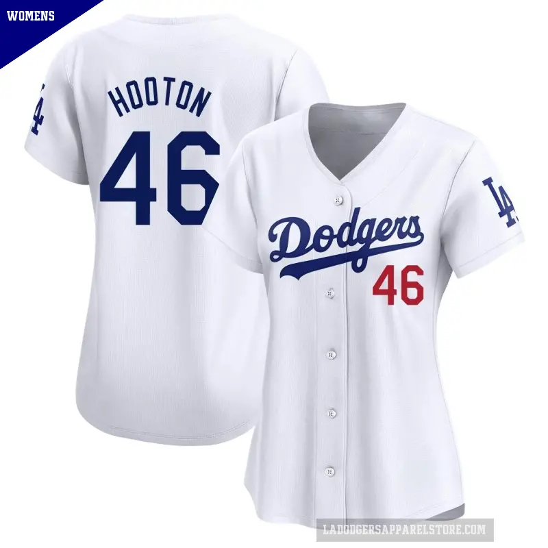 Women's No.46 Burt Hooton Los Angeles Dodgers White Limited Home Jersey