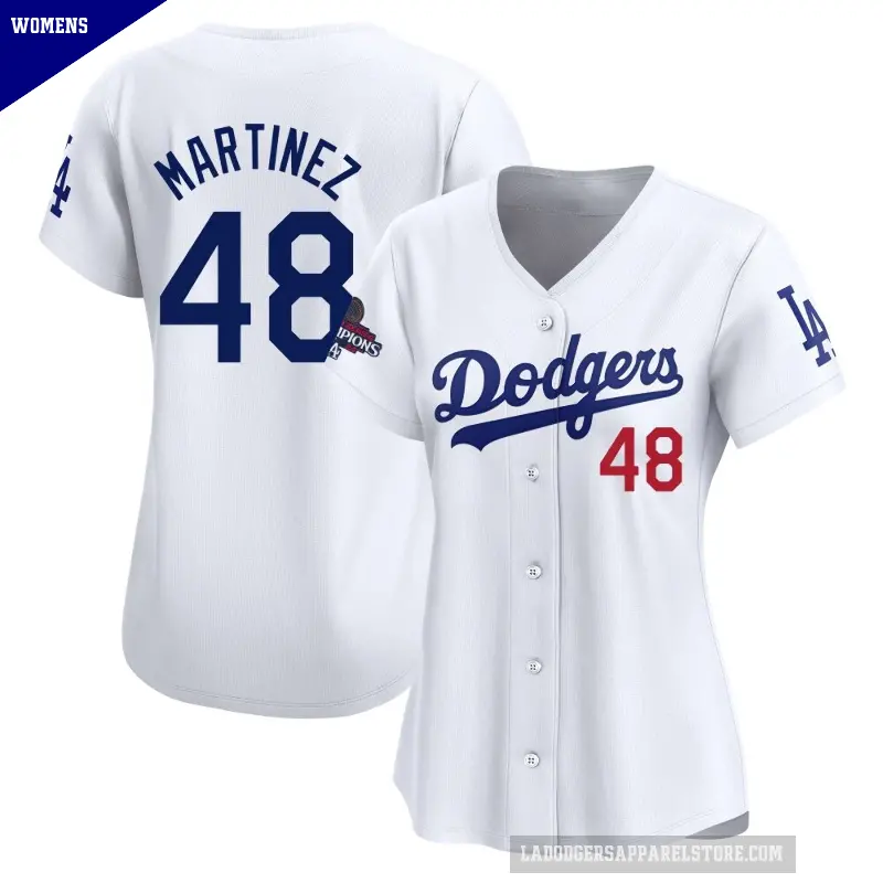 Women's No.48 Ramon Martinez Los Angeles Dodgers White Limited Home 2024 World Series Champions Jersey