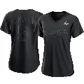Women's No.5 Freddie Freeman Los Angeles Dodgers Black Replica Pitch Fashion 2024 World Series Jersey