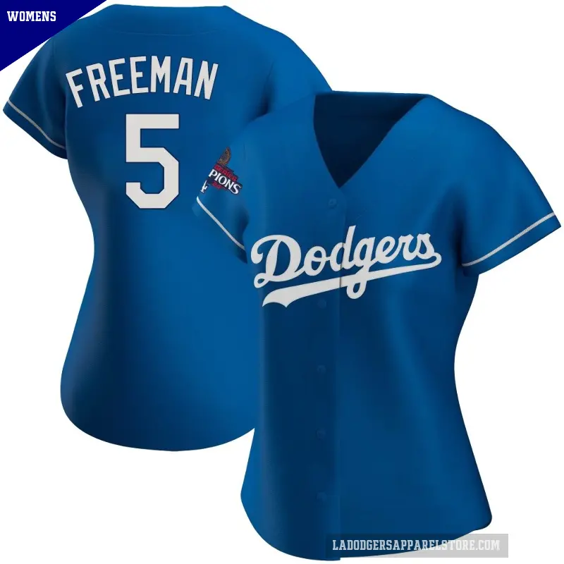Women's No.5 Freddie Freeman Los Angeles Dodgers Royal Replica Alternate 2024 World Series Champions Jersey