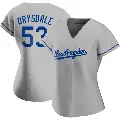 Women's No.53 Don Drysdale Los Angeles Dodgers Gray Replica Road Jersey