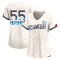 Women's No.55 Orel Hershiser Los Angeles Dodgers Cream Limited 2024 City Connect Jersey