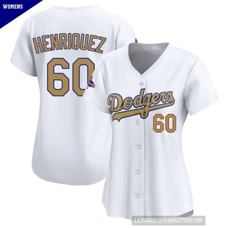 Women's No.60 Edgardo Henriquez Los Angeles Dodgers Gold Limited White 2025 Collection Jersey