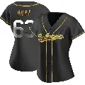 Women's No.63 Kyle Hurt Los Angeles Dodgers Gold Replica Black en Alternate Jersey
