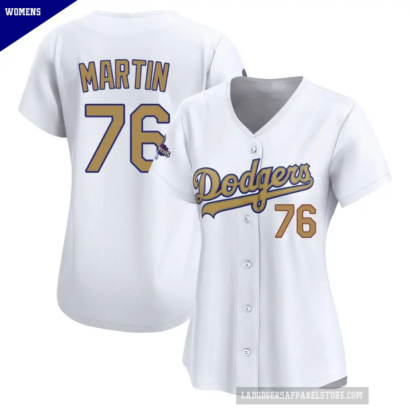 Women's No.76 J.D. Martin Los Angeles Dodgers Gold Limited White 2025 Collection Jersey
