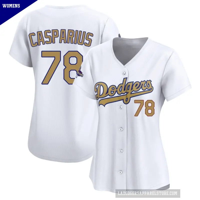 Women's No.78 Ben Casparius Los Angeles Dodgers Gold Limited White 2025 Collection Jersey