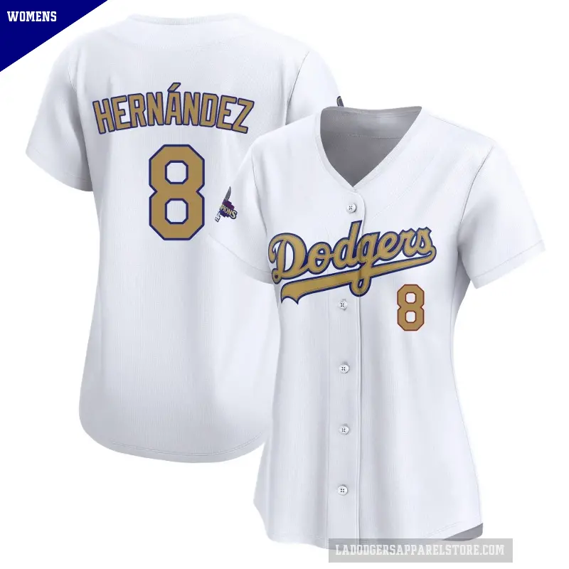 Women's No.8 Enrique Hernandez Los Angeles Dodgers Gold Limited White 2025 Collection Jersey