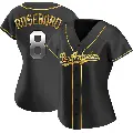 Women's No.8 John Roseboro Los Angeles Dodgers Gold Replica Black en Alternate Jersey
