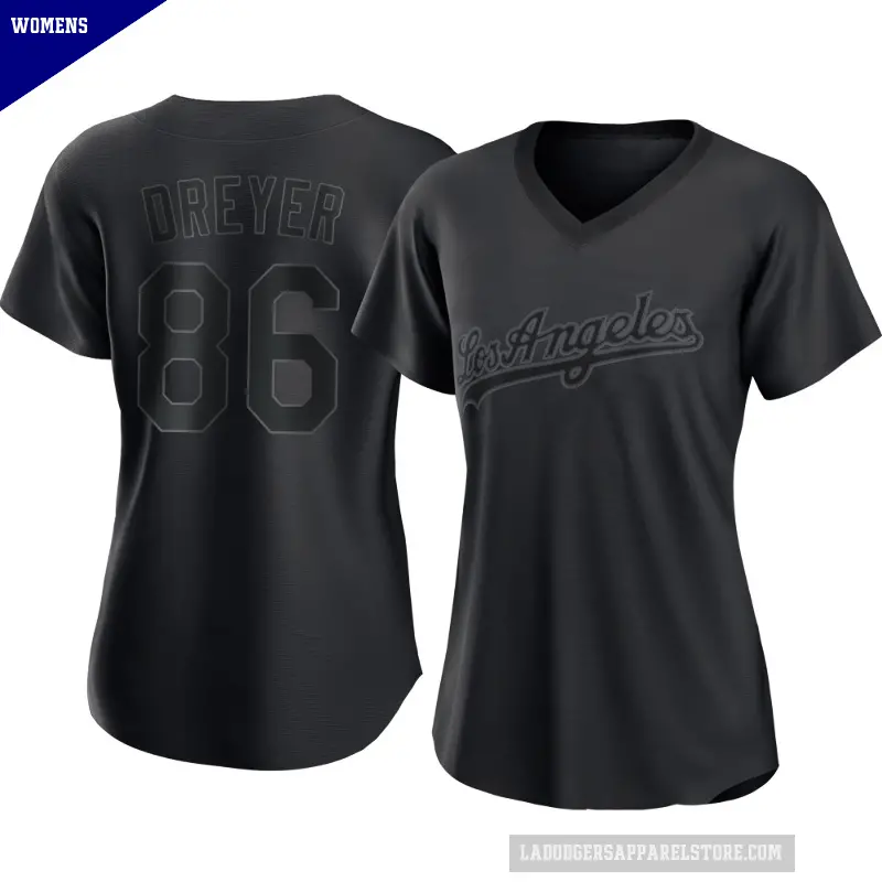 Women's No.86 Jack Dreyer Los Angeles Dodgers Black Replica Pitch Fashion Jersey